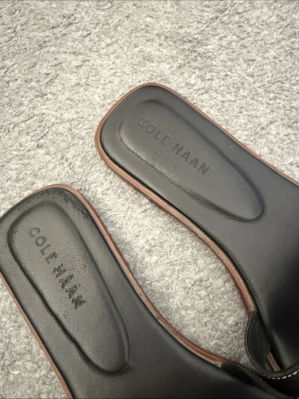 Cole Haan Black Leather Slide Sandals with Contrast Stitching